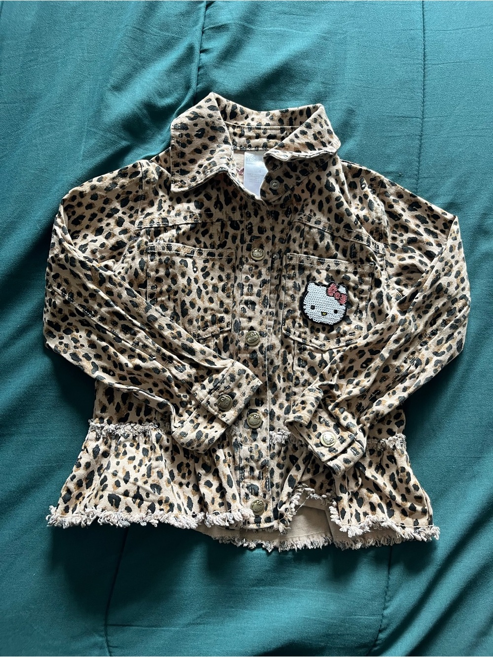 Garanimals Leopard Print Jean Jacket with Hello Kitty Patch - Tan and Black